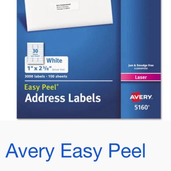 Avery Easy Peel Labels 5160 - Picture 1 of 4